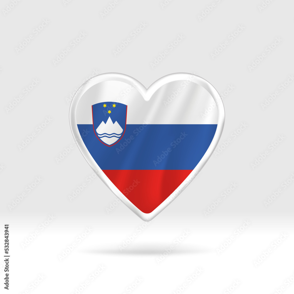 Heart from Slovenia flag. Silver button heart and flag template. Easy editing and vector in groups. National flag vector illustration on white background. Heart from Slovenia flag. Silver button heart and flag template. Easy editing and vector in groups. National flag vector illustration on white background.