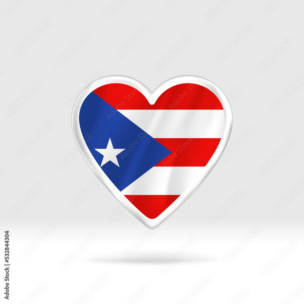 Heart from Puerto Rico flag. Silver button heart and flag template. Easy editing and vector in groups. National flag vector illustration on white background. Heart from Puerto Rico flag. Silver button heart and flag template. Easy editing and vector in groups. National flag vector illustration on white background.