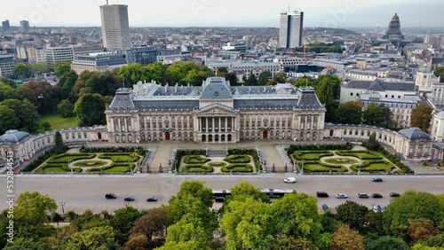 drone photo Royal palace, Koninklijk Paleis van Brussel Brussels belgium europe 
