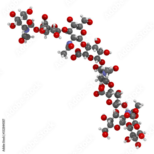 Hyaluronan (hyaluronic acid, hyaluronate) glycosaminoglycan molecule, short fragment. Part of extracellular matrix.