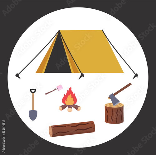 camping icons set