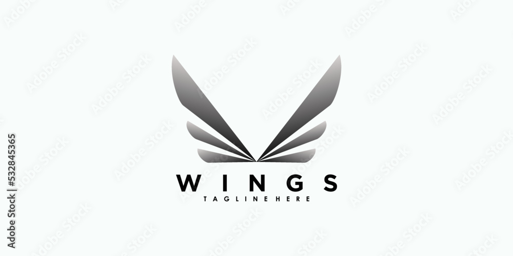 wings logo design with illustration premium vector wings logo design with illustration premium vector