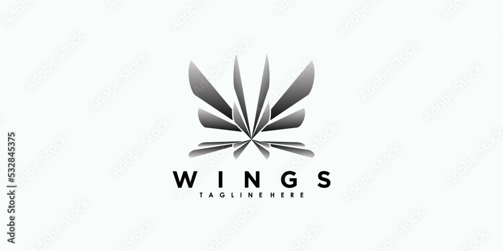 wings logo design with illustration premium vector wings logo design with illustration premium vector