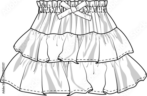 Skirt with Tiers Flat Sketch