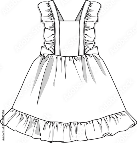 Pinafore with Ruffle Sleeves and Hem