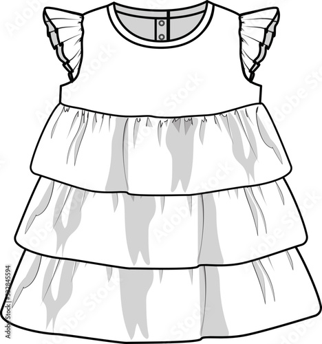 Baby Dress with Tiers and Ruffle Sleeve