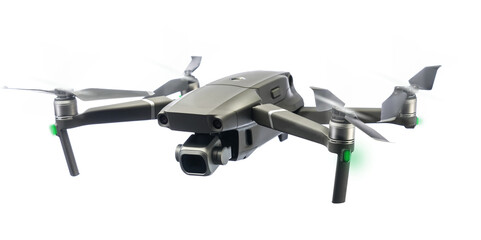 A flying drone isolated on transparency