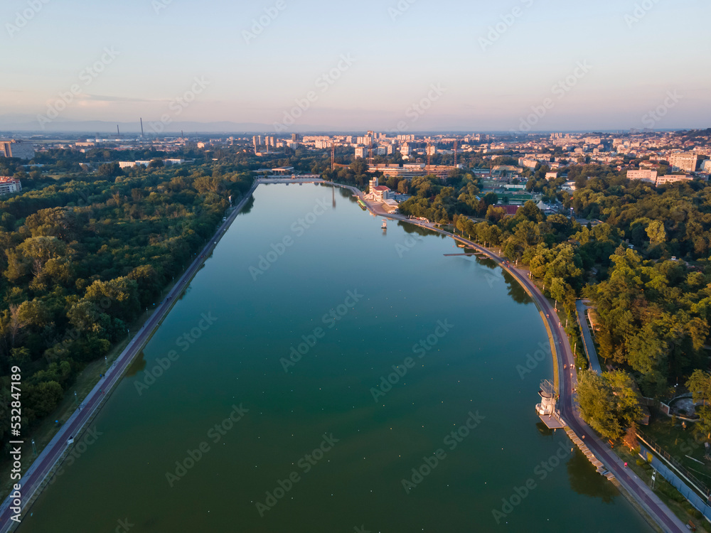 Fototapeta premium Sunset view of Rowing Venue in city of Plovdiv, Bulgaria