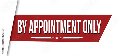 By appointment only red ribbon or banner design