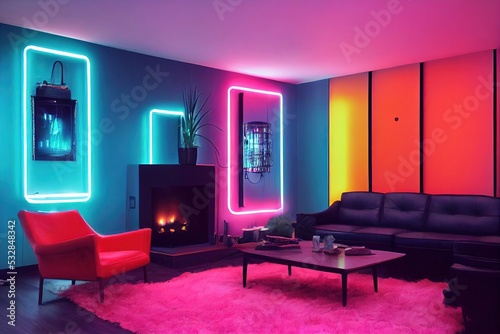 neon light in modern living room
