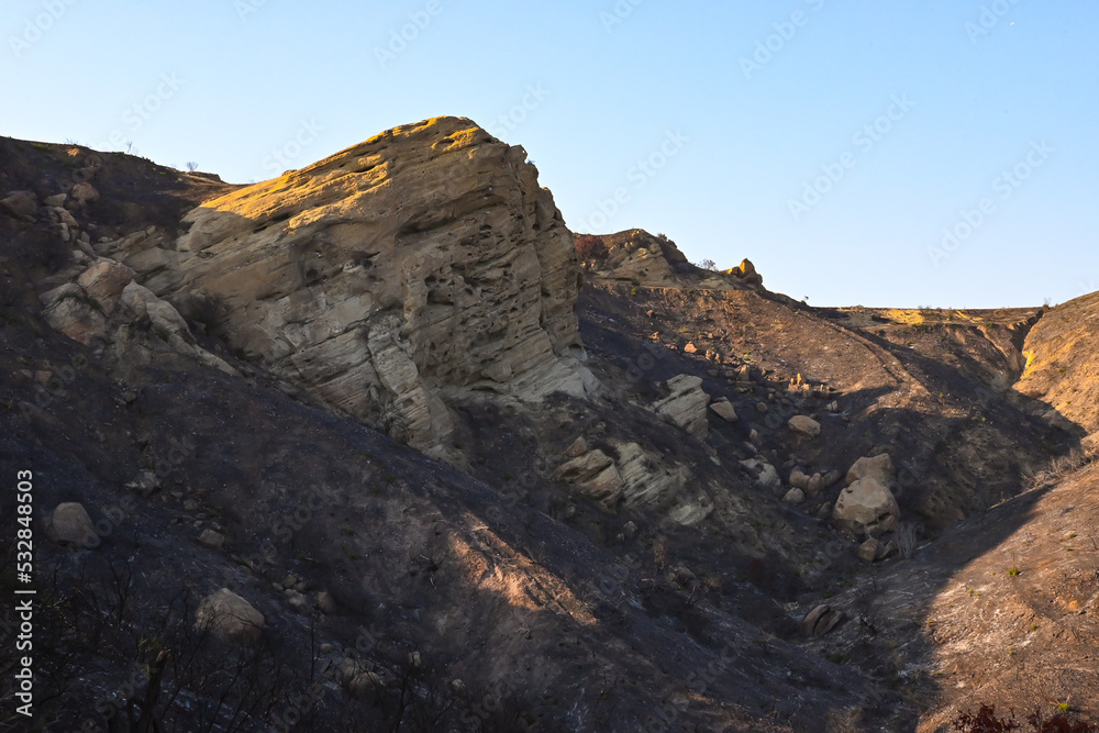 Eagle Rock after Palisades Fire, Topanga State Park, Santa Monica Mountains