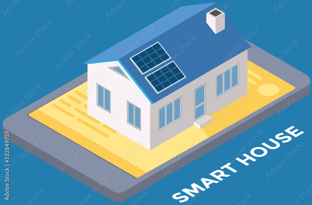 Eco friendly smart home, modern energy saving technology. Renewable sustainable village building with photovoltaic solar panels roof power energy. Family house on urban city street, ecological concept Eco friendly smart home, modern energy saving technology. Renewable sustainable village building with photovoltaic solar panels roof power energy. Family house on urban city street, ecological concept