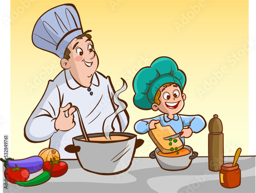 chef and child chef vector illustration