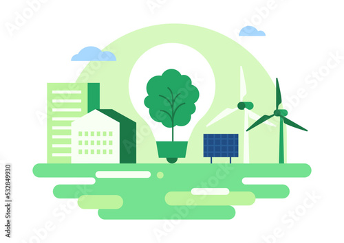 Vector illustration of the Eco-friendly city.