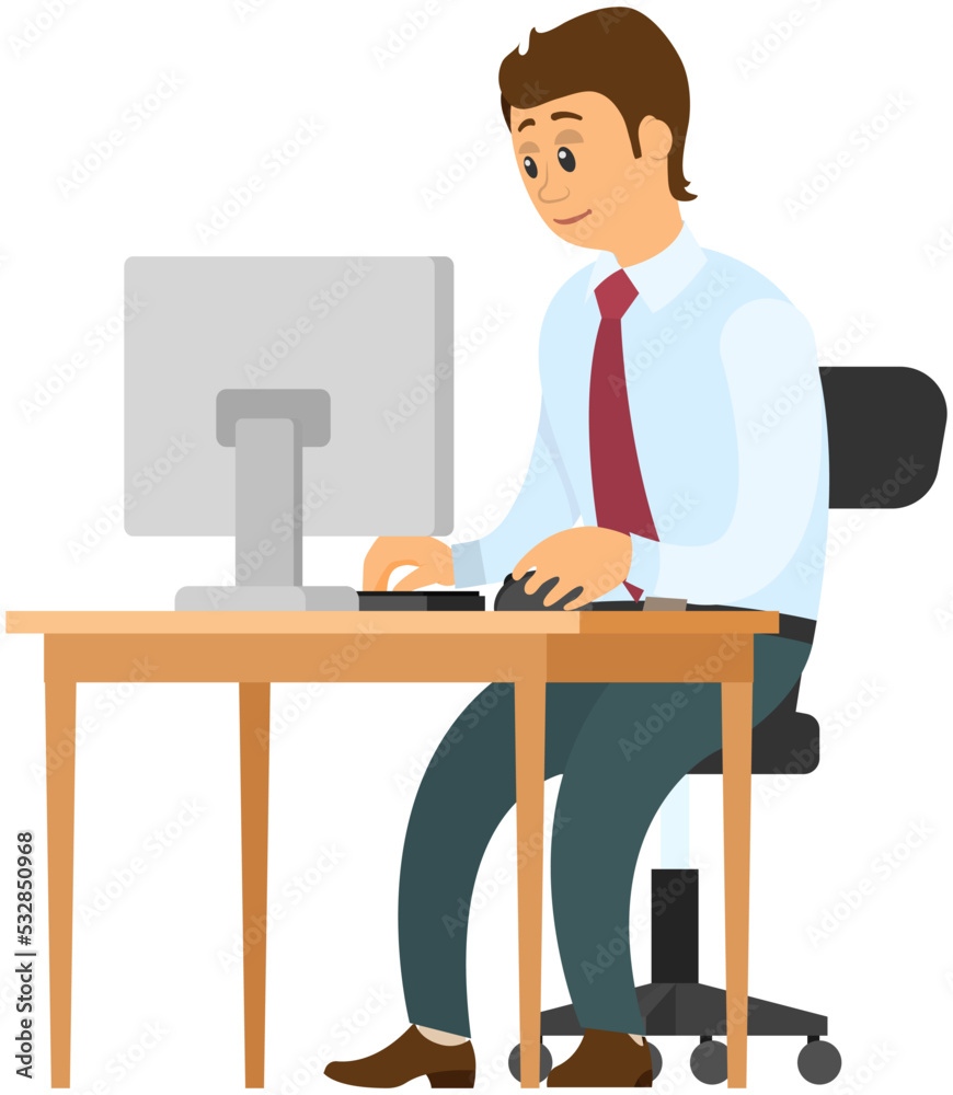 Businessman surfing web sites and analyzes chart sitting at table with computer. Digital services, Internet program technology. Man using worldwide network on laptop, employee looking at screen Businessman surfing web sites and analyzes chart sitting at table with computer. Digital services, Internet program technology. Man using worldwide network on laptop, employee looking at screen