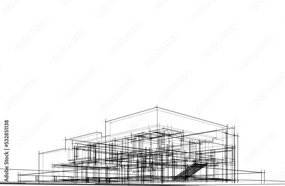 Architectural drawing vector 3d illustration