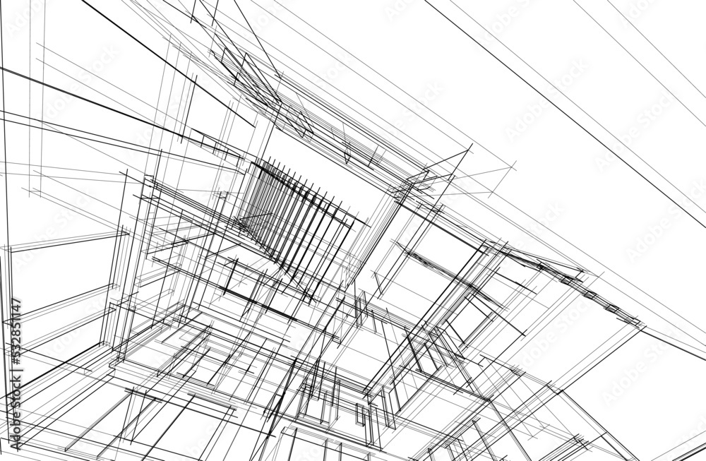 Architectural drawing vector 3d illustration Architectural drawing vector 3d illustration
