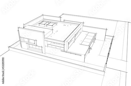 Architectural drawing vector 3d illustration