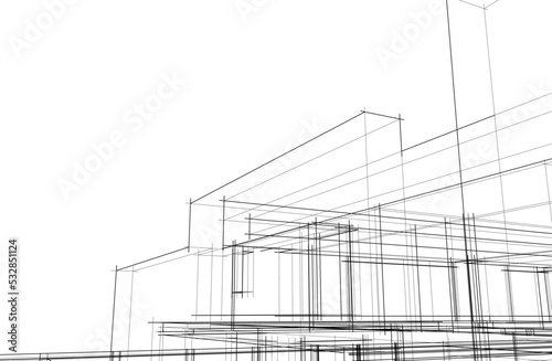 Architectural drawing vector 3d illustration