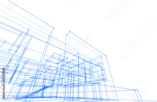 Architectural drawing vector 3d illustration