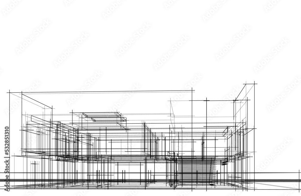 Architectural drawing vector 3d illustration Architectural drawing vector 3d illustration