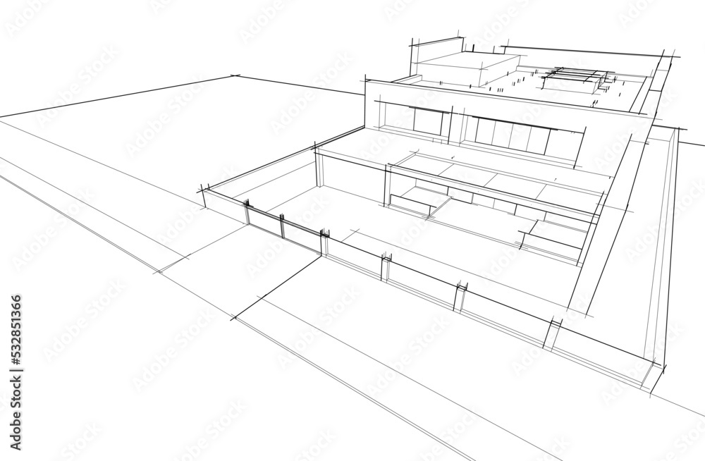 Architectural drawing vector 3d illustration Architectural drawing vector 3d illustration