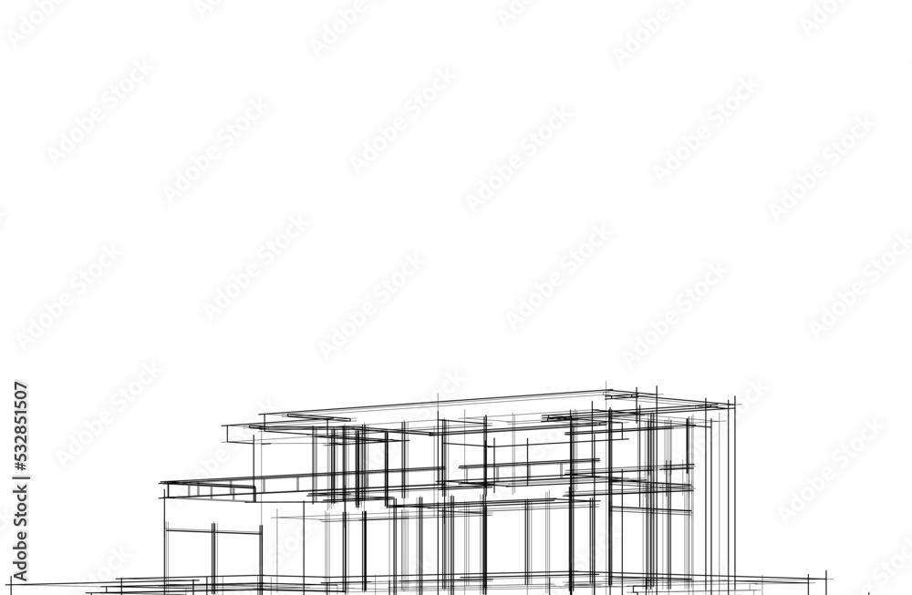 Architectural drawing vector 3d illustration Architectural drawing vector 3d illustration