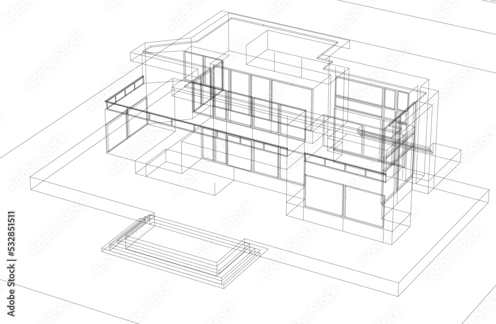 Architectural drawing vector 3d illustration Architectural drawing vector 3d illustration