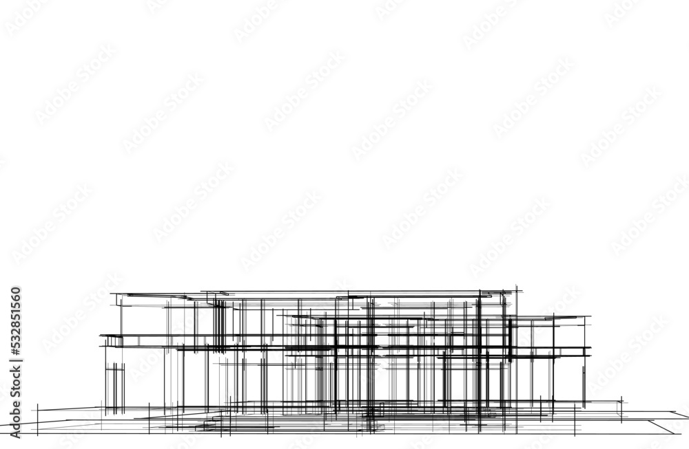Architectural drawing vector 3d illustration Architectural drawing vector 3d illustration