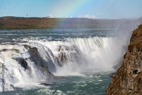Fototapeta Naklejka Na Ścianę i Meble -  The upper stage of waterfall Gullfoss, main landmark of the golden circle, in Iceland