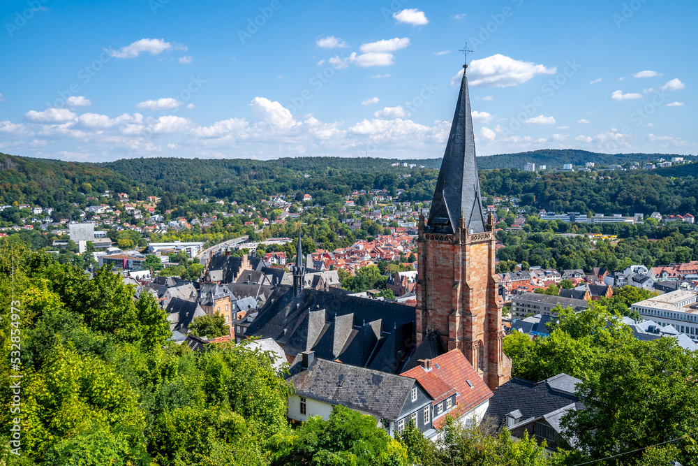 Ausblick über Marburg an der Lahn, Hessen, Deutschland 