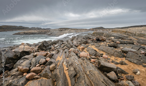 Rock formations on the Sylvia Grinnell River in Sylvia Grinnell Territorial Park, Nunavut