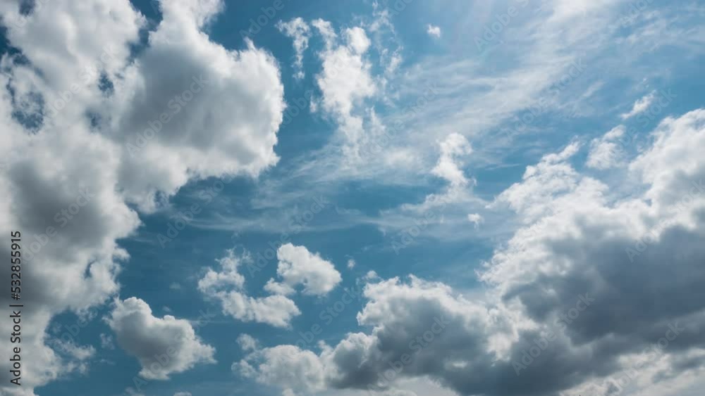 Timelapse of Puffy Clouds Moving in the Blue Sky Cloud Space