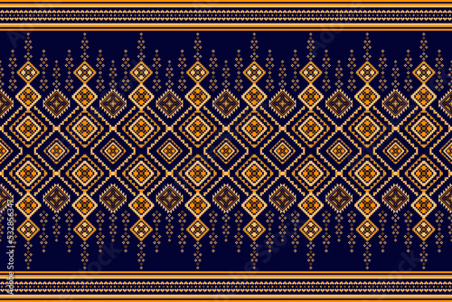 Ikat ethnic seamless pattern home decoration design. Aztec fabric carpet boho mandalas textile decor wallpaper. Tribal native motif flower traditional embroidery vector background 