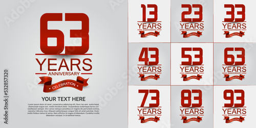 set of anniversary with red color can be use for celebration moment