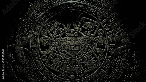 Mayan Stone Calendar in the Dark