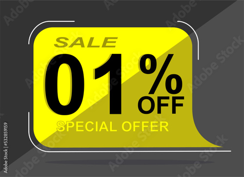 Sale tag 1% one percent off, vector illustration, balloon shape.