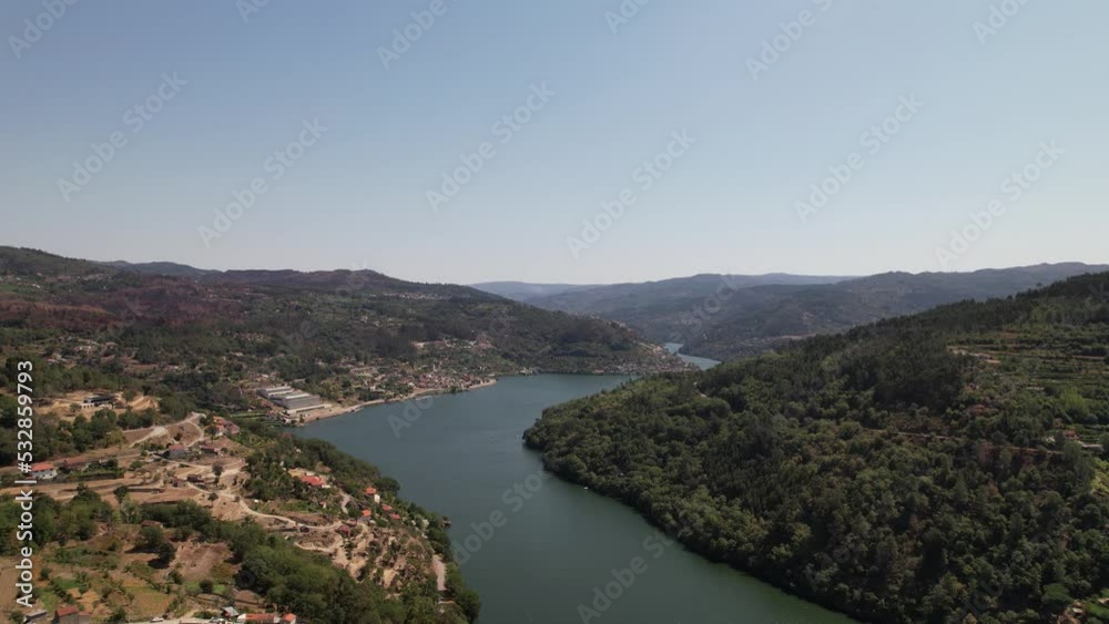 View of River Douro and Mountain Vineyards. Cinfães do Douro, Portugal View of River Douro and Mountain Vineyards. Cinfães do Douro, Portugal