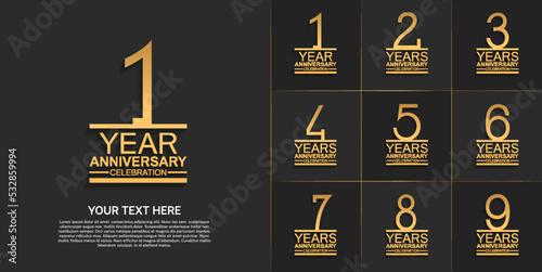 set of anniversary with golden color can be use for celebration moment