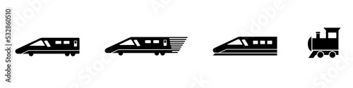 train icon. train, fast train, transport, and old train icon in black style concept.
