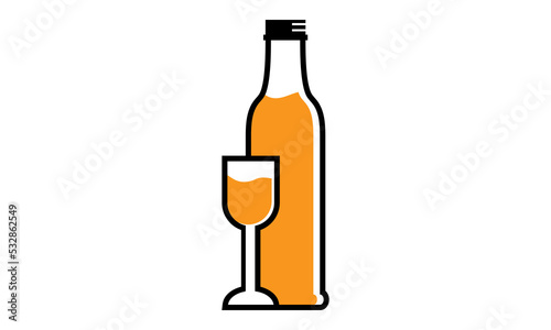 orange syrup in the bottle and glass vector