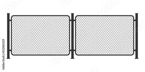 Fence wire metal chain link. Prison barrier, secured property. stock illustration.