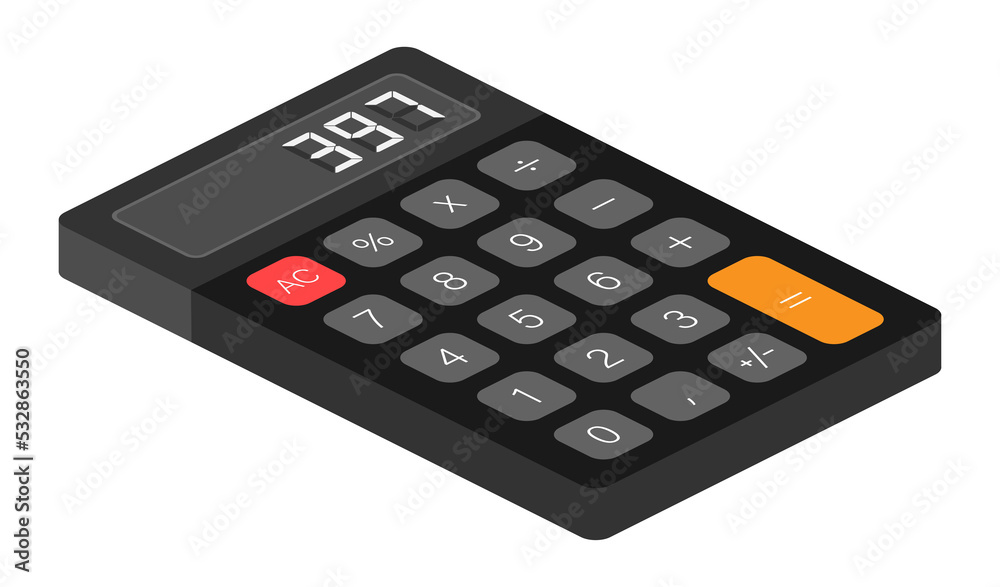 Black calculator white background. Modern design. Electronic portable calculator. stock illustration. Black calculator white background. Modern design. Electronic portable calculator. stock illustration.