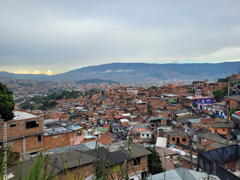 View of the ghetto or comuna in Medellin, Colombia.