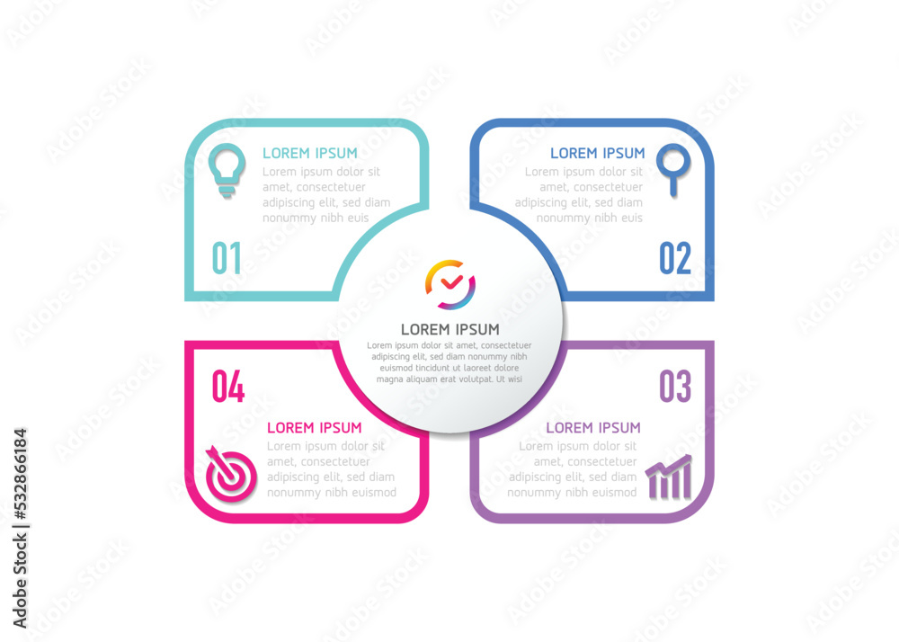 Connecting Steps business Infographic Template with 4 Elements Connecting Steps business Infographic Template with 4 Elements