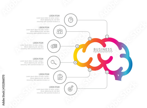Wallpaper Mural Connecting Steps business Infographic Template with 6 Elements Torontodigital.ca