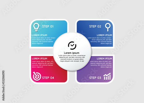 Connecting Steps business Infographic Template with 4 Elements