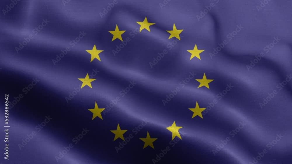 European Union - European Union Flag High Detail - National flag European Union wave Pattern loopable Elements - Fabric texture and endless loop - Seamless loop - Highly Detailed Flag - The flag of
