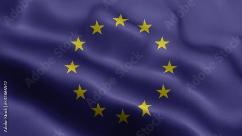 European Union - European Union Flag High Detail - National flag European Union wave Pattern loopable Elements - Fabric texture and endless loop - Seamless loop - Highly Detailed Flag - The flag of photo