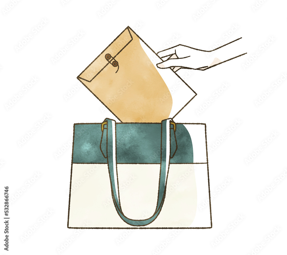 鞄に書類を出し入れしている手 Stock Illustration | Adobe Stock